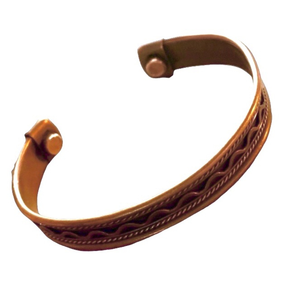 Vintage Copper Cuffed Bracelet Unisex Men or Woman’s Jewelry Tribal Design